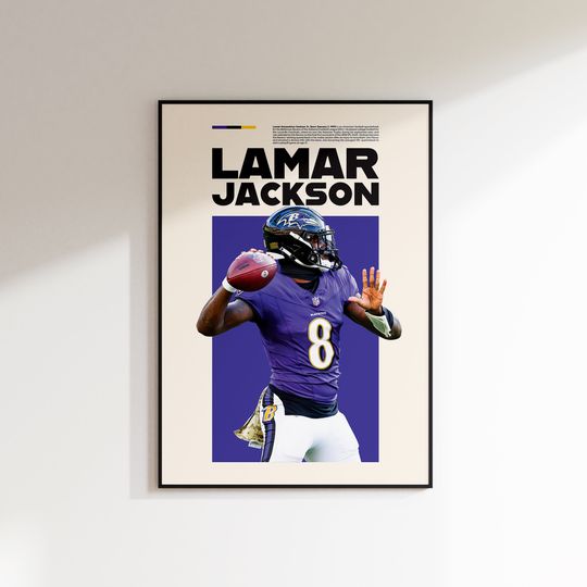 Lamar Jackson Print, Lamar Jackson Poster, Football Wall Art, Lamar Jackson Printable, Super Bowl Print, Baltimore Ravens