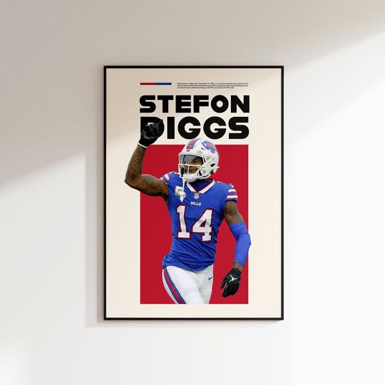 Discover Stefon Diggs Print, Stefon Diggs Poster, Football Wall Art, Stefon Diggs Printable, Super Bowl Champions, Buffalo Bills, football gifts