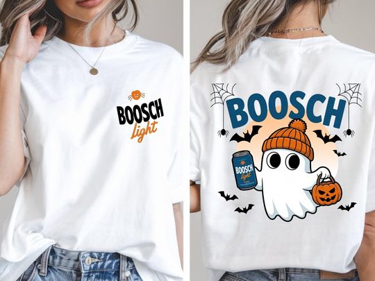 Discover Boosch Light Halloween Ghost Pumpkin T-Shirt,  Light Beer Two-Sided Shirt, Beer Ghost Shirt, Cute Ghost Shirt, Trending Halloween Ghost Tee