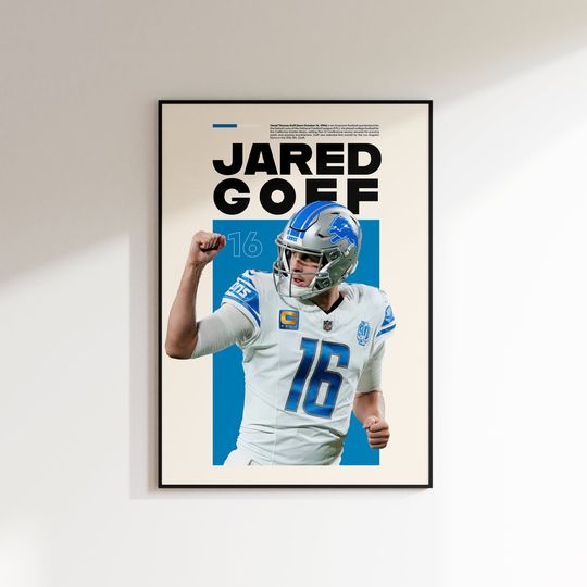 Discover Jared Goff Print, Jared Goff Poster, Football Wall Art, Jared Goff Printable, Super Bowl Print, Detroit Lions