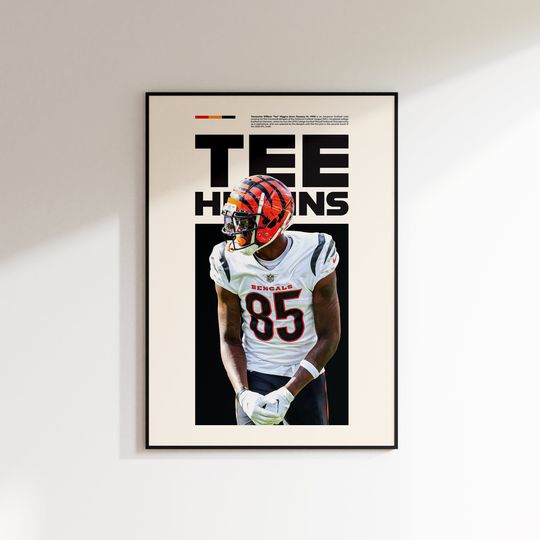 Tee Higgins Print, Tee Higgins Poster, Football Wall Art, Tee Higgins Printable, Super Bowl Champions, Cincinnati Bengals Poster
