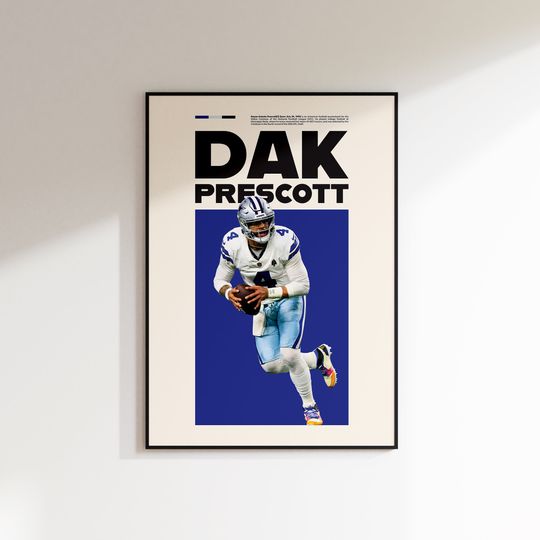 Discover Dak Prescott Print, Dak Prescott Poster, Dallas Cowboys, Football Wall Art, Dak Prescott Printable, Super Bowl Champions, INSTANT DOWNLOAD