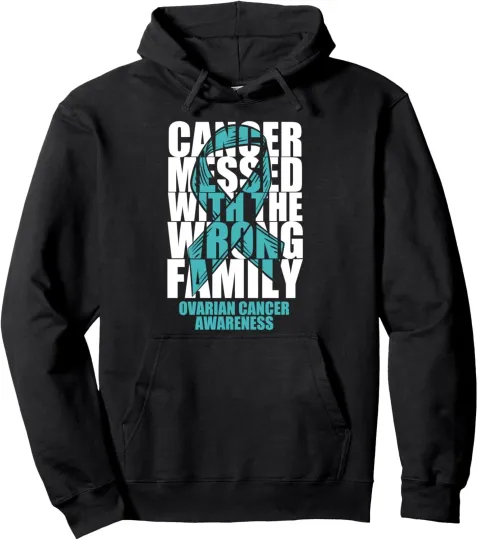 Messed With The Wrong Family Teal Ribbon Unisex Hoodie