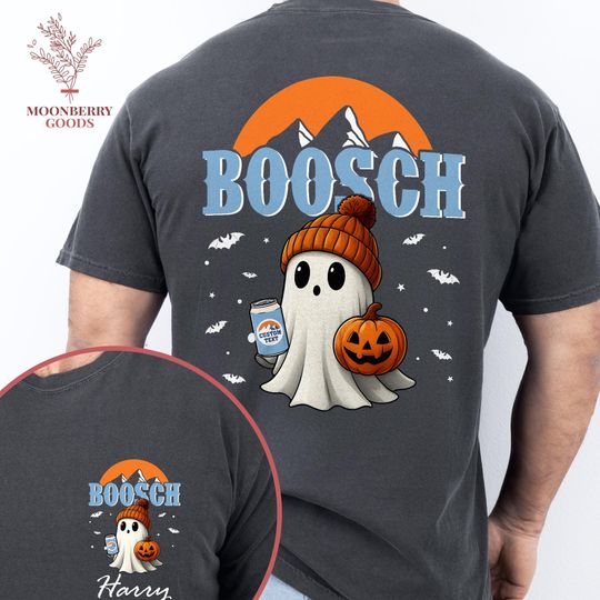 Discover Boosch Light Halloween Ghost Pumpkin T-Shirt, Custom Name Ghost Tee, Beer Ghost Shirt, Cute Ghost T-Shirt