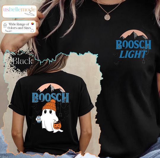 Discover Boosch Light Shirt, Funny Ghost Halloween Drinking Tee, Retro Beer Graphic Top, Spooky Season Party Outfit