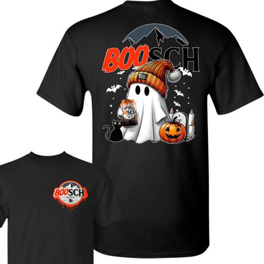 Discover Boosch Light Pumpkin Ghost T-Shirt - Funny Halloween Beer Can Graphic Tee - Spooky Boo Ghost Drinking Shirt - Unisex Gift