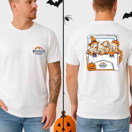 Discover Boosch Light Dog Halloween T-Shirt with Cute Puppies, Pumpkin Ghost Graphic, Funny Pumpkin Ghost Design for Dog Lovers