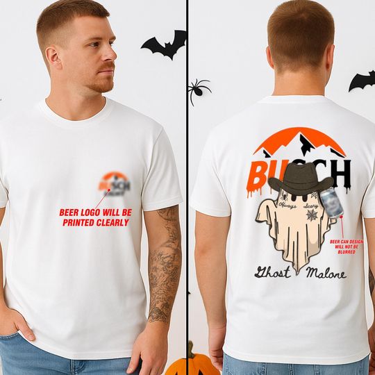 Discover Boosch Light Halloween Ghost T-Shirt Funny Cowboy Ghost Beer Can Graphic Tee Unisex Halloween Top