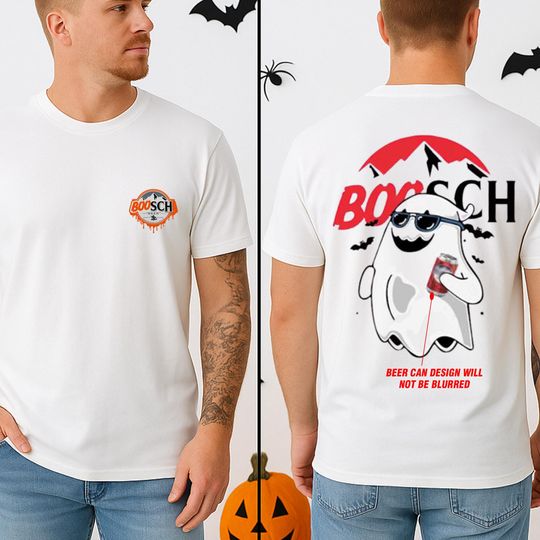 Boo Light Beer Halloween T-Shirt - Double Sided Ghost & Pumpkin Graphic Tee for Spooky Season