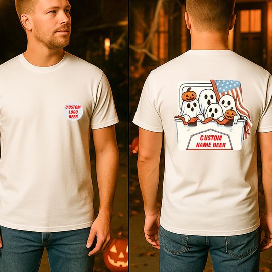 Funny Halloween Ghost Beer Two-Sided Pumpkin Costume T-Shirt