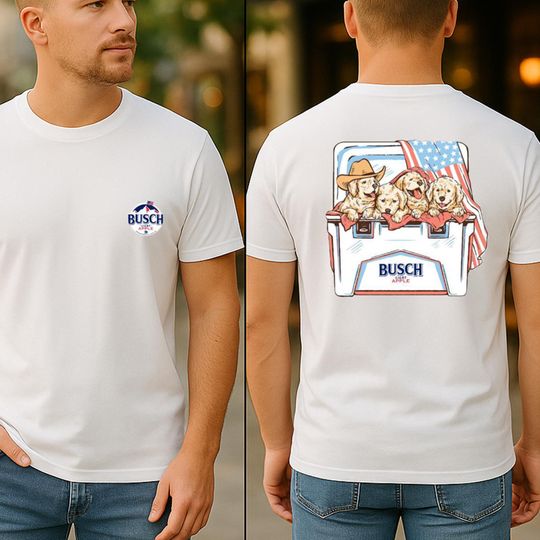 Discover Light Beer Apple Golden Retriever Patriotic T-Shirt