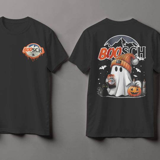 Discover Boosch Light Halloween Cute Ghost Pumpkin T-Shirt, Double Sided Graphic, Spooky Season Halloween Gift