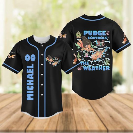 Custom Lilo And Stitch Baseball Jersey, Disney Pudge Shirt, Pudge Controls The Weather, Disney Girl Trip Shirt, Family Vacation 2025