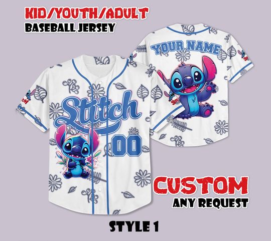Discover Custom Stitch Neon Baseball Jersey, Disneyland Baseball Shirt, Personalized Disney Stitch Neon Jersey, Magic Kingdom Shirt, Disney for Fans