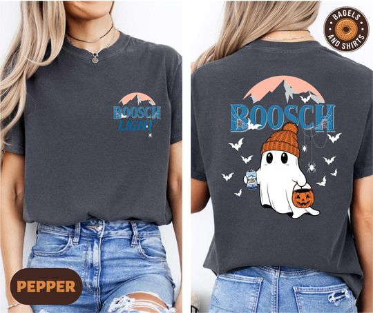 Discover Boosch Light Halloween Ghost Shirt, Boo Ghost Tee, Spooky Ghost Drinking T-Shirt, Light Beer Halloween Sweater, Cute Fall Vibes Ghost Top