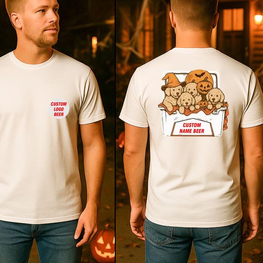 Puppy Pumpkin Halloween Beer T-Shirt - Funny Dog Lover Shirt