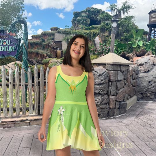 Discover Frog Princess Green Bayou Fairy Running Half Marathon Weekend Wine & Dine Costume Cosplay Skater Dress