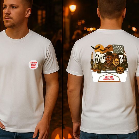 Discover Halloween Horror Movie Icons T-Shirt -  Funny Beer Lover Gift