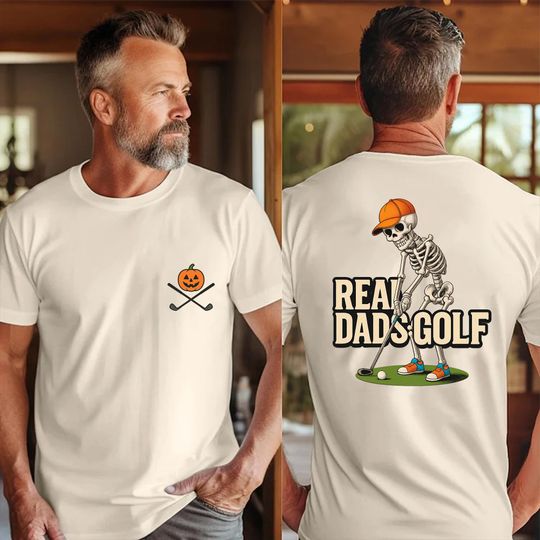 Discover Halloween Golf Dad Shirt  Skeleton Golf Tee for Dad  Real Dads Golf  Pumpkin Golf Shirt  Funny Golf Gift for Father's Day
