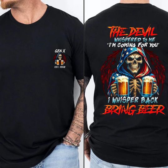 Discover Gen X Dad Halloween Tee - Funny Devil Whisper Skull Shirt
