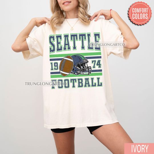 Discover Comfort Colors Vintage Seattle Football Sweatshirt T-Shirt, Retro Seattle Game Day Shirt, Football Fan Gift, Unisex Seattle Sports Tee