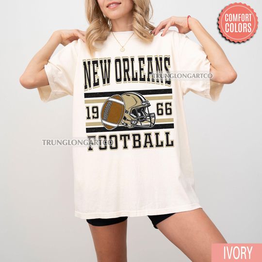 Discover Comfort Colors Vintage New Orleans Football Sweatshirt T-Shirt, Retro New Orleans Game Day Shirt, Football Fan Gift, New Orleans Sports Tee