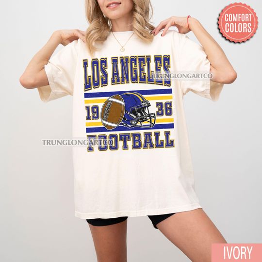 Discover Comfort Colors Vintage Los Angeles Football Sweatshirt T-Shirt, Retro Los Angeles Game Day Shirt, Football Fan Gift, Los Angeles Sports Tee