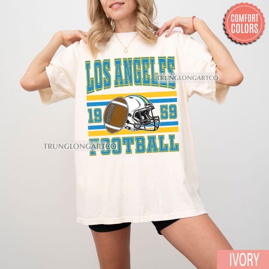 Discover Comfort Colors Vintage Los Angeles Football Sweatshirt T-Shirt, Retro Los Angeles Game Day Shirt, Football Fan Gift, Los Angeles Sports Tee