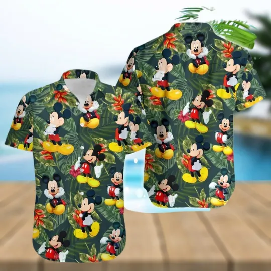 Discover Mickey Mouse Disney Hibiscus Tropical Forest Hawaiian Shirt