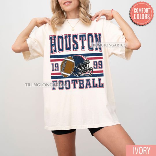 Discover Vintage Houston Football T-Shirt, Retro Game Day Shirt, Football Fan Gift, Sports Tee