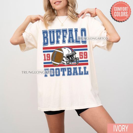 Discover Vintage Buffalo Football T-Shirt, Retro Game Day Shirt, Football Fan Gift, Sports Tee