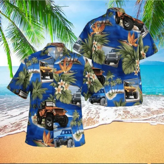 Discover Hawaiian Aloha Shirt Jeep Blue Island Men's Casual Shirt