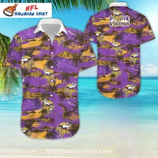 Discover Purple Tropical Beach Minnesota Football Hawaiian Shirt Set , Gift for Fan