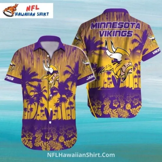 Vibrant Sunset Palm Trees Minnesota Football Aloha Hawaiian Shirt, Gift for Fan