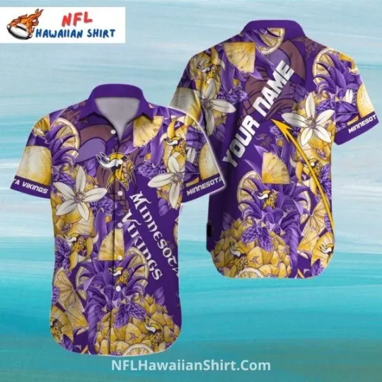 Discover Purple And Gold Floral Minnesota Football Hawaiian Shirt, Gift for Fan