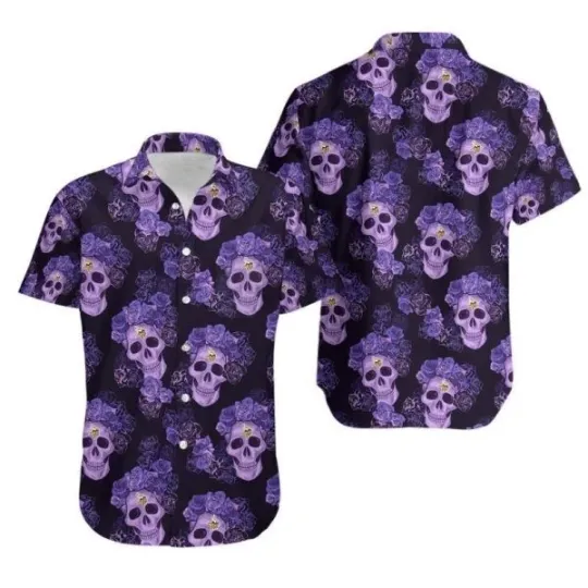 Discover Mystery Skull And Flower Minnesota Football Hawaiian Shirt For Fans