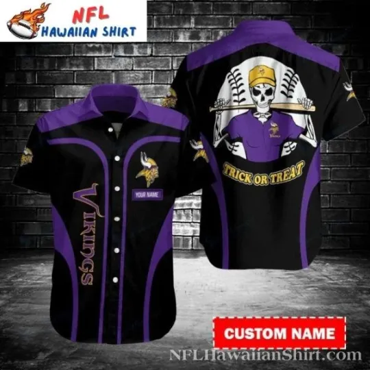 Discover Spooky Skeleton Spirit Customizable Minnesota Football Hawaiian Shirt, Gift for Fan