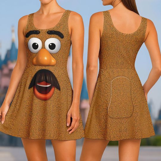 Discover Toy Story Mr Potato Head Costume Skater Dress, Mr Potato Head Cosplay Shirt, Disney Cartoon Women Dress, Halloween Movie Casual Dress
