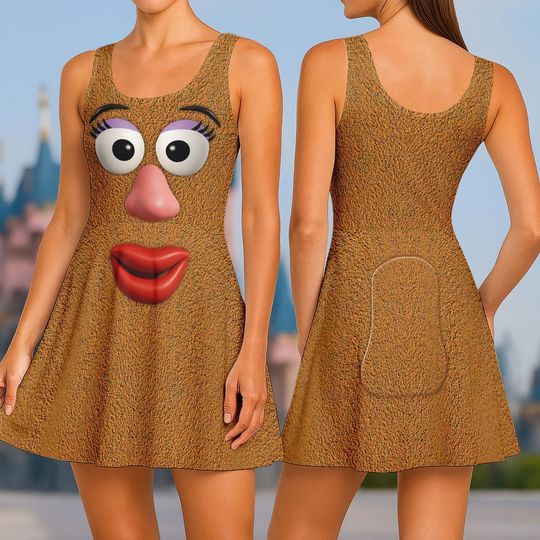 Discover Toy Story Mrs Potato Head Costume Skater Dress, Mrs Potato Head Cosplay Shirt, Disney Cartoon Women Dress, Halloween Movie Casual Dress