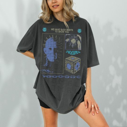 Retro Hell Horror Movie Graphic T-Shirt Inspired by 80s Pinhead Film