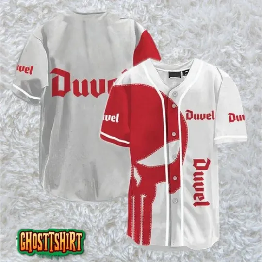 Red Skull Duvel Beer Baseball Jersey, Halloween Gift