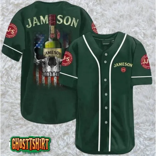 Discover US Flag Black Skull Jameson Baseball Jerseys