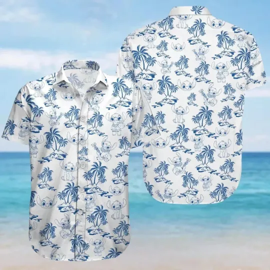 Discover Lilo And Stitch Hawaiian Button Down Shirt Unisex Adults S-5XL
