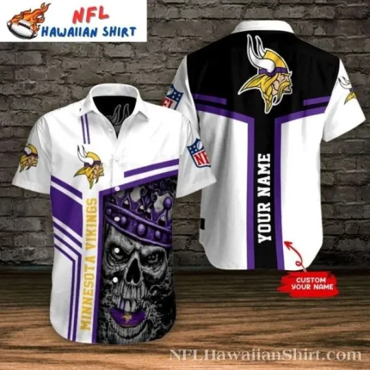 Discover Skull King Minnesota Vikings football Personalized Hawaiian Shirt Size S-5XL