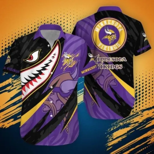 Discover Shark Summer Minnesota Vikings Hawaiian Shirt Size S-5XL