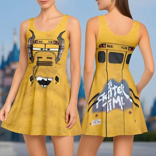 Discover Halloween Miss Fritter Costume Skater Dress, Pixar Cars Cosplay Shirt, Cartoon Women Dress, Disneyworld Shirt, School Bus, Gift For Her