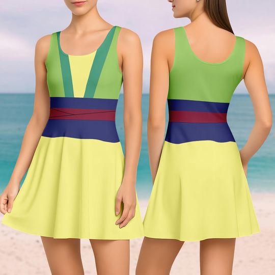 Discover Mulan Princess Skater Dress, Mushu Dragon Costume Dress, Disney Princess Women Dress, Halloween Disney Cosplay Outfit, Gift For Her