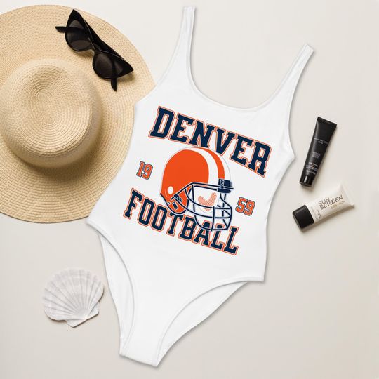 Discover Denver Football Womens Swimsuit, Game Day Swimwear, Beach Party Swimsuit