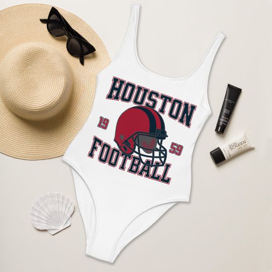 Discover Houston Football Womens Swimsuit, Game Day Swimwear, Beach Party Swimsuit