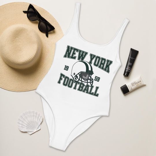 Discover New York Football Womens Swimsuit, Game Day Swimwear, Beach Party Swimsuit